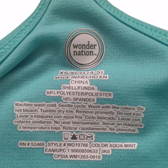 Wonder Nation Aqua Mint Bathing Suit XS/XCH (4-5) - Picture 3 of 3